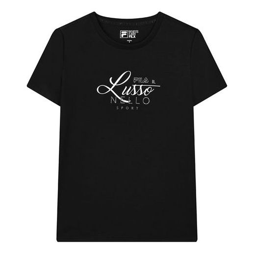 (WMNS) FILA Alphabet Round Neck Pullover Short Sleeve Black F11W132153F-BK