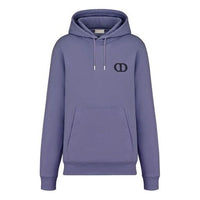 Men's DIOR FW21 Logo Alphabet Embroidered Solid Color Pullover Purple Blue 113J698A0531-485