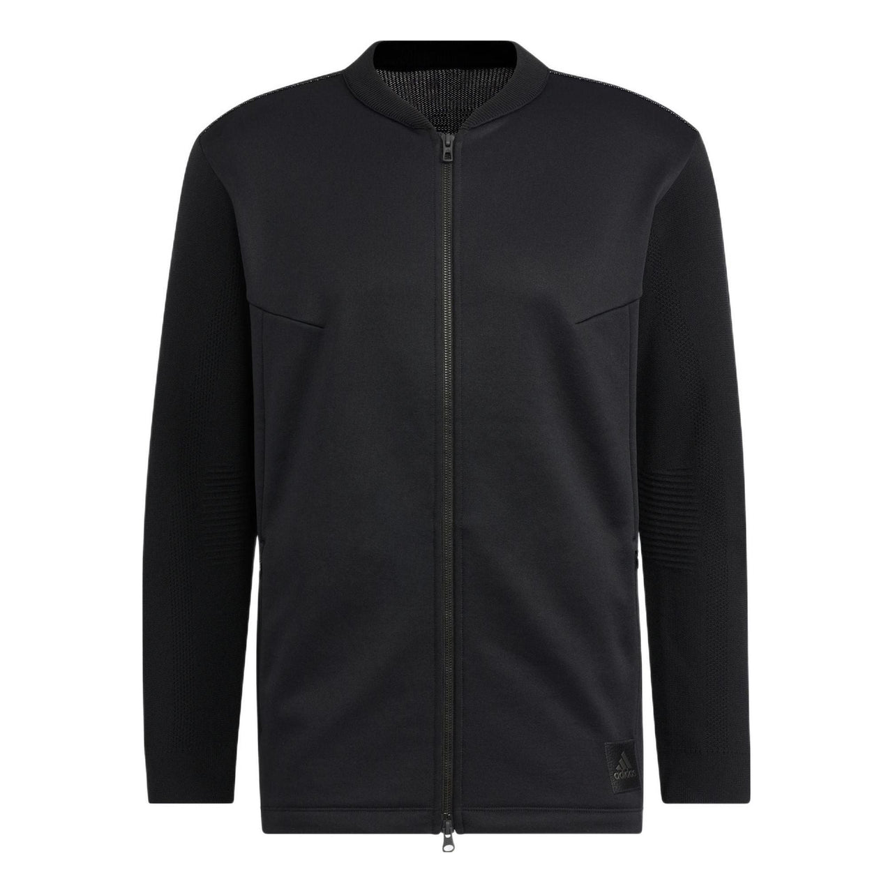Men's adidas Logo Back Printing Stripe Zipper Jacket Black HG4135