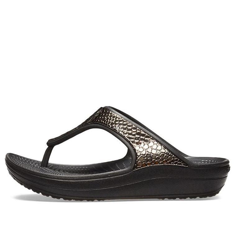 (WMNS) Crocs Thick Sole Black Copper Flip-Flops 205604-0FG