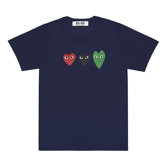 (WMNS) COMME des GARCONS PLAY 3 Hearts Short Sleeves Tee 'Navy' AZ-T185-051-1