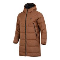 Nike hooded puffer long coat 'Brown' DV1134-259