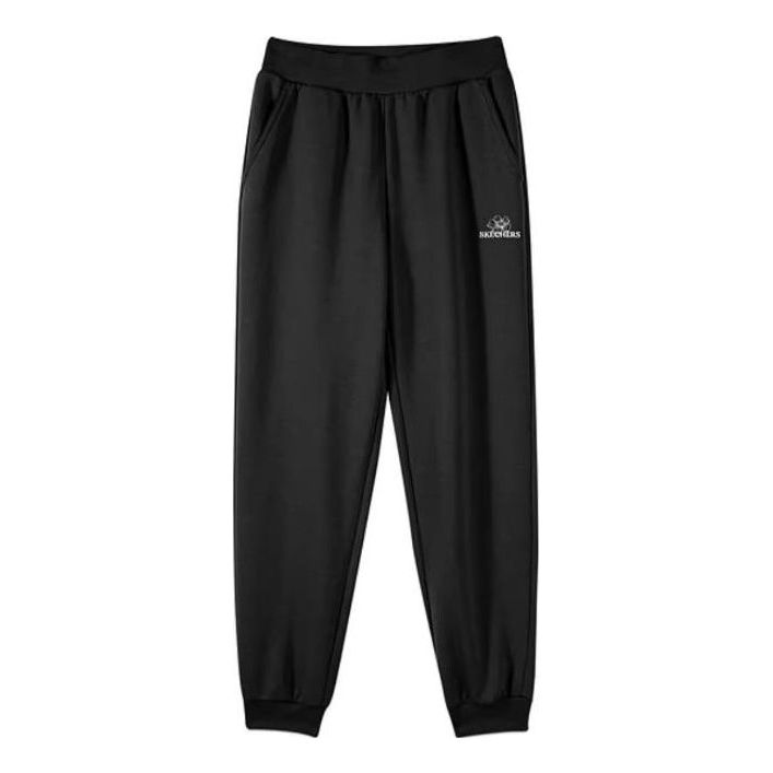 (WMNS) Skechers Letter Printed Loose Tapered Casual Pants 'Black Grey White' L422W130