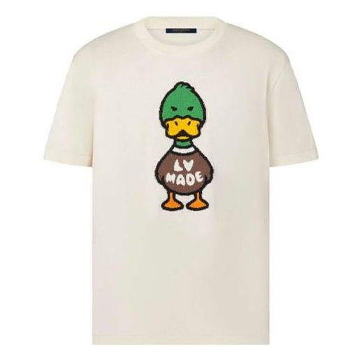 حقيبة كروس أوفر LOUIS VUITTON x NIGO2 للرجال، LV2 SS22، مطبوعة برسومات كرتونية، مريحة بأكمام قصيرة، بيضاء، RM221M-F96-HMN04W