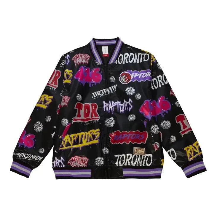 Mitchell & Ness x NBA Toronto Raptors Slap Sticker Reversible Jacket 'Black' OJZP4770-TRAYYPPPBLCK