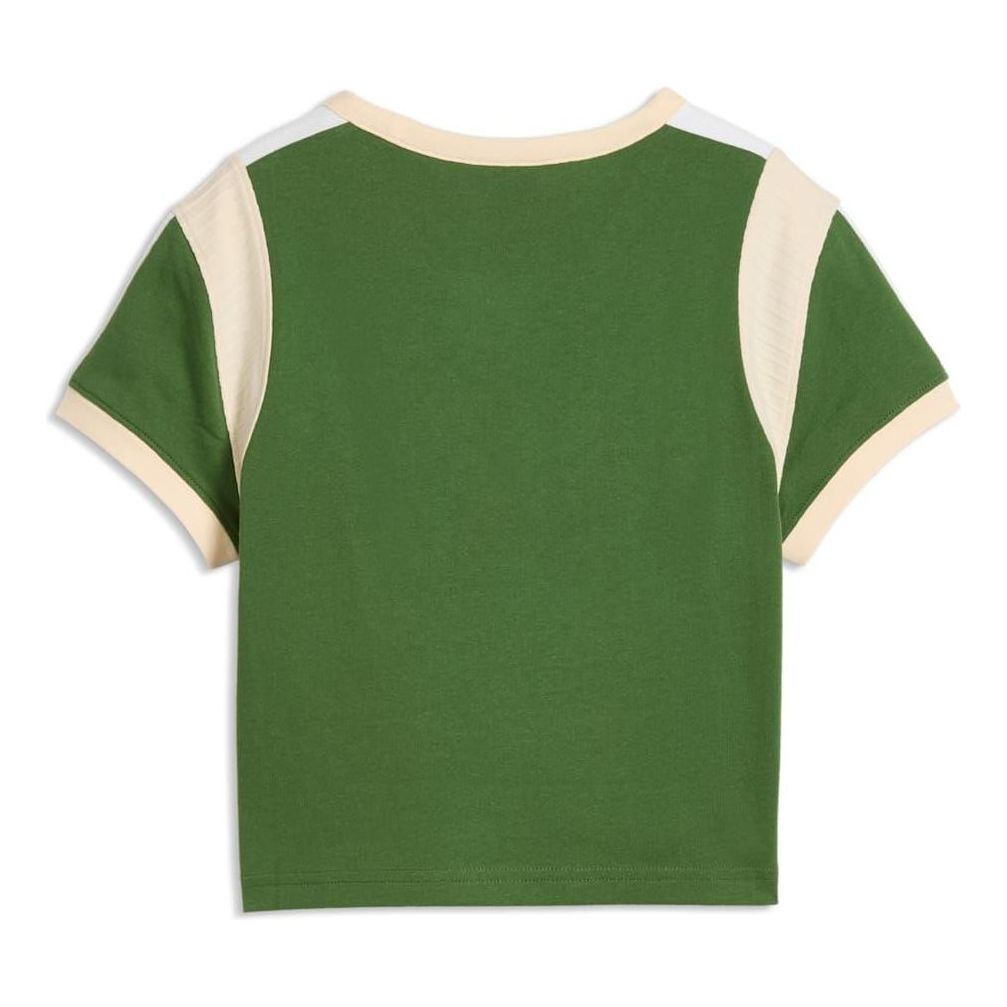 (WMNS) PUMA Graphics Ringer Baby T-Shirt 'Earthy Green' 636621-68