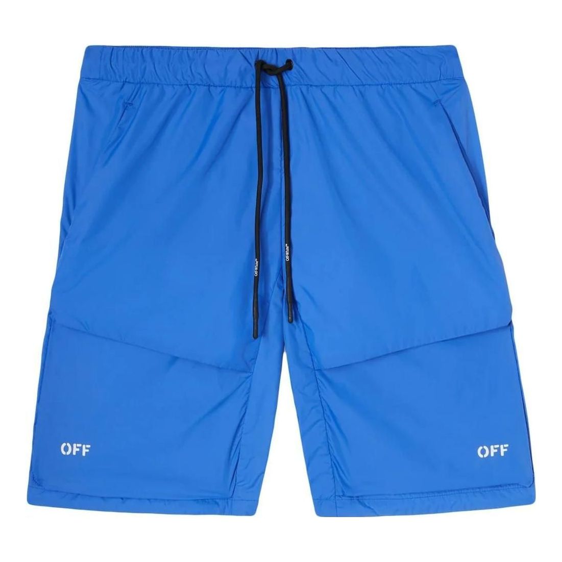 Men's Off-White FW22 Logo Diagonal Stripes Printing Drawstring Lacing Casual Shorts Version Blue OMVH021S22FAB0014501
