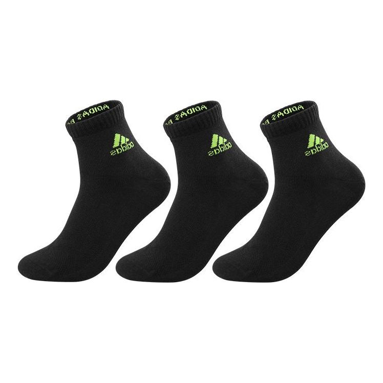 adidas pure basketball socks 3 pairs 'Black Green' MF0030