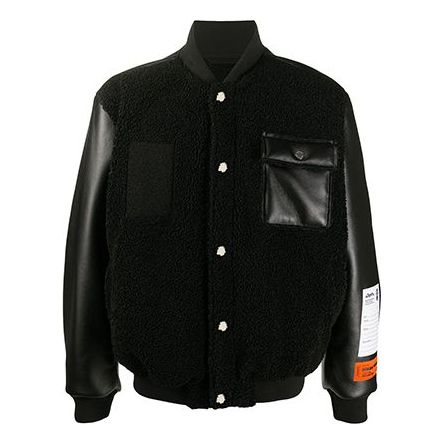 Men's HERON PRESTON Chest Splicing Jacket Black HMEA050F20AB001
