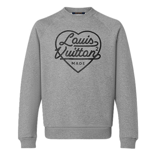 Men's LOUIS VUITTON FW21 Alphabet Pattern Printing Round Neck Pullover Sleeve Gray 1A9GLY
