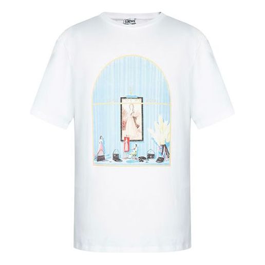 Men's LOEWE AW19 Painting Short Sleeve White H6299720SI