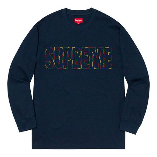 Supreme SS19 International LS Tee Navy Logo Tee SUP-SS19-820