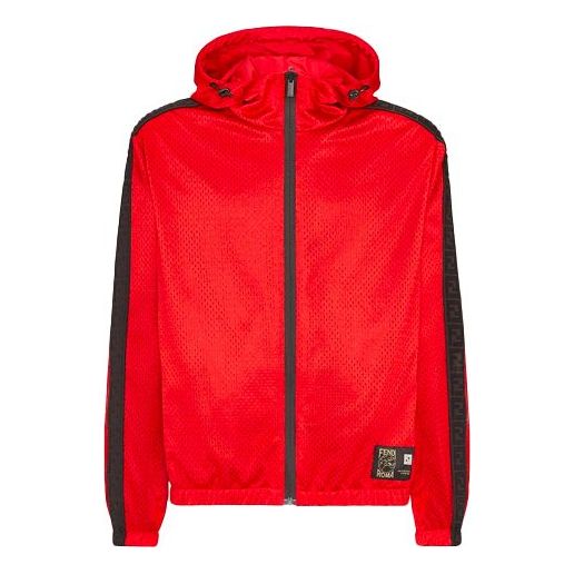 Men's FENDI SS21 High-tech Mesh Cloth Windbreaker Red FAA805A52AF1DOO