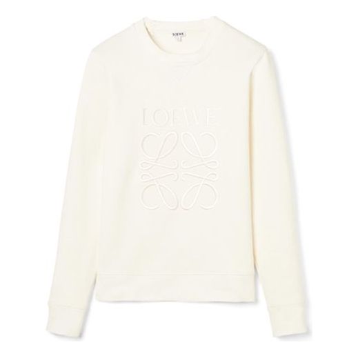 Men's LOEWE Anagram Logo Embroidered Cotton Pullover Creamy White H526341XA1-2370