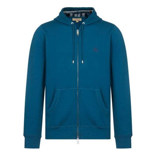 Men's Burberry Fleece Lined Long Sleeves Hooded Jacket Blue 40504161