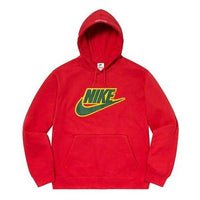 Supreme FW19 Week 14 X Nike Leather Appliqu Hooded Sweatshirt 'Red' SUP-FW19-10722