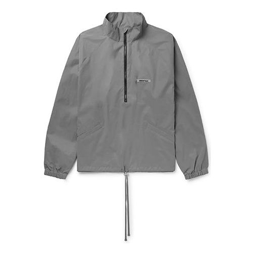 Men's Fear of God Essentials 3M Reflective Half Zipper Interchange Jacket Gray ESSJKHAET21NF