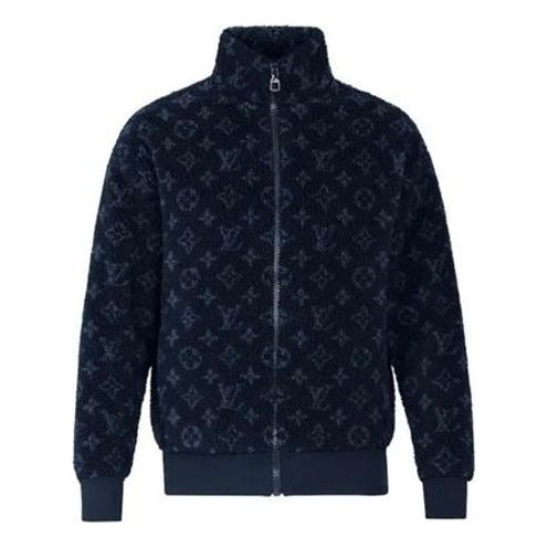 LOUIS VUITTON LV Jacquard Suede Zipper Jacket For Men Blue 1A8ECS