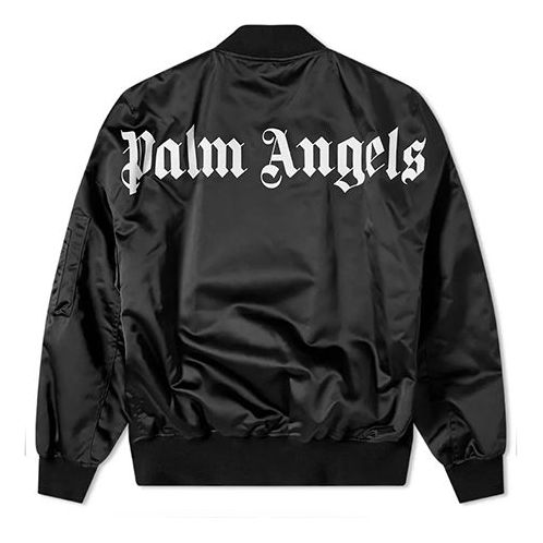 Men's PALM ANGELS Alphabet Contrasting Colors Zipper Casual Jacket Black PMEH002E20FAB0011001