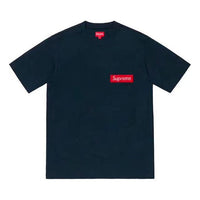 Supreme SS19 Mesh Stripe Pocket Tee Navy Short Sleeve Unisex Navy Blue SUP-SS19-639