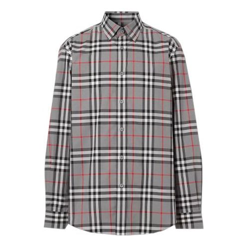 Men's Burberry Plaid Shirt Gray 80288861