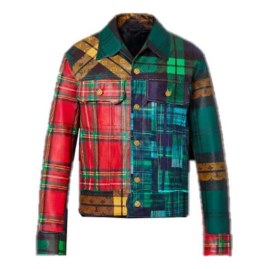 Men's LOUIS VUITTON FW21 Plaid Leather Multicolor Jacket 1A98DD