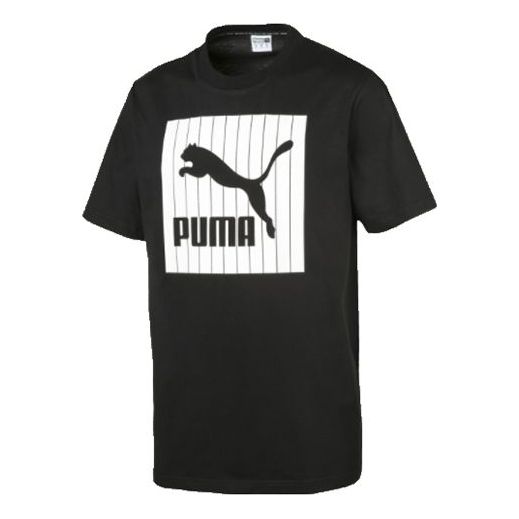 PUMA Sports Printing logo Round Neck Short Sleeve Black 579871-01