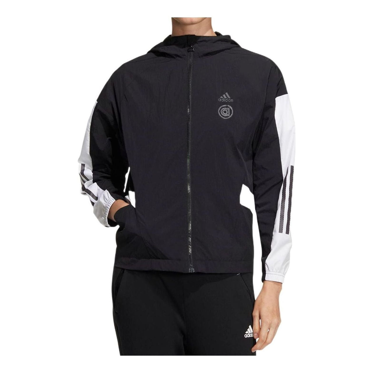 (WMNS) adidas UST Woven Jacket Asia Sizing 'Black White' HM5276