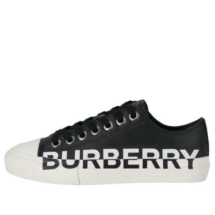 (WMNS) Burberry Logo Print Two Toned Sneakers 'Black Cotton White Sole' 80193261