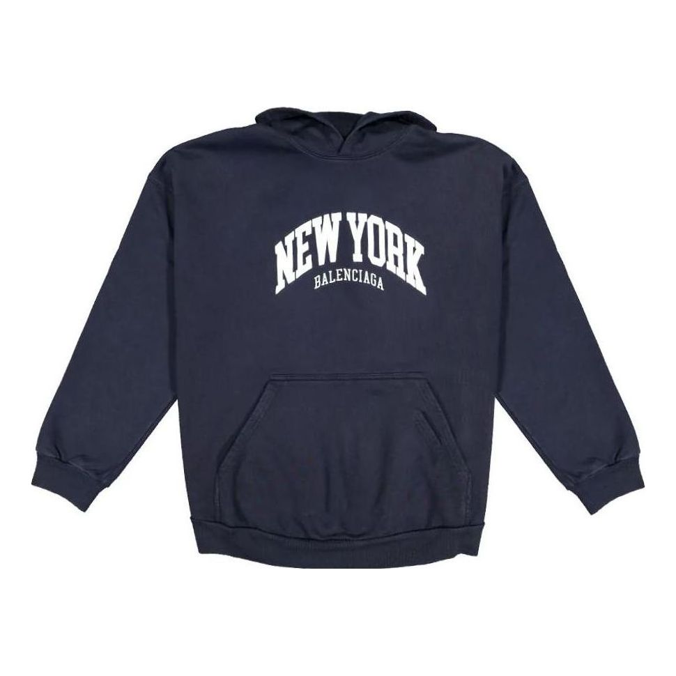 Balenciaga Cities New York Hoodie Wide Fit 'Navy White' 675003TLVM33967