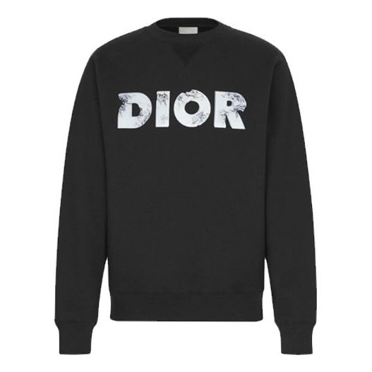 DIOR SS20 Daniel Arsham Faded 3D Logo Print Crewneck Sweatshirt For Men Black 023J604A0531-C988