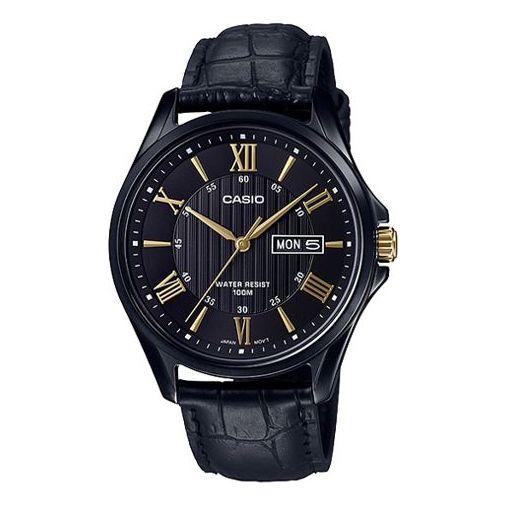 CASIO Men'sSTANDARD Wrist Black Quartz Waterproof Black Dial Mens Black Analog MTP-1384BL-1A