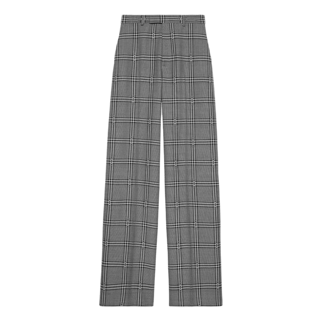 Gucci Horsebit Check Wool Pants 'Grey Black' 769504-ZAOPD-1016