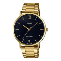 CASIO Stainless Steel Strap Quartz Waterproof Black Dial Mens Black Analog MTP-VT01G-1B