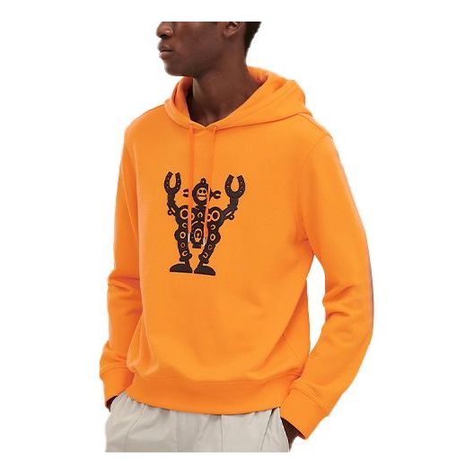 Men's HERMES SS21 Pattern Printing Loose Orange H157760HA30