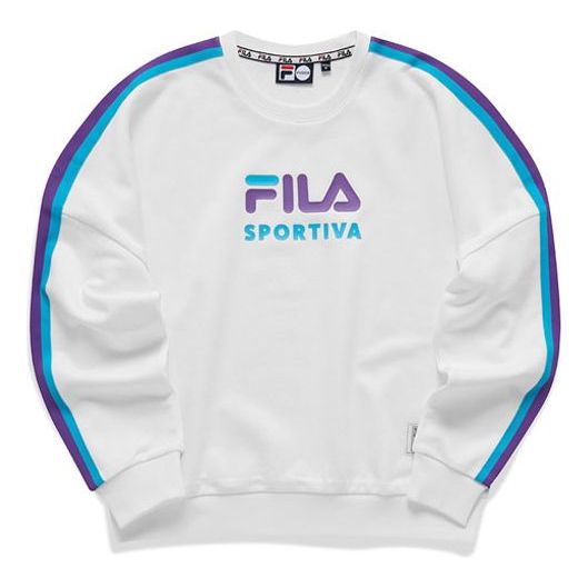 (WMNS) Fila Athleisure Sports Round Neck Pullover 'White Blue Purple' T11W112212F-WT