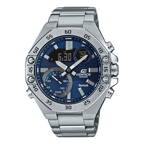 CASIO tooth Waterproof EDIFICE Sports Sapphire Crystal Quartz Solar Powered Mens Blue Analog/Digital Combo ECB-10YD-2APR