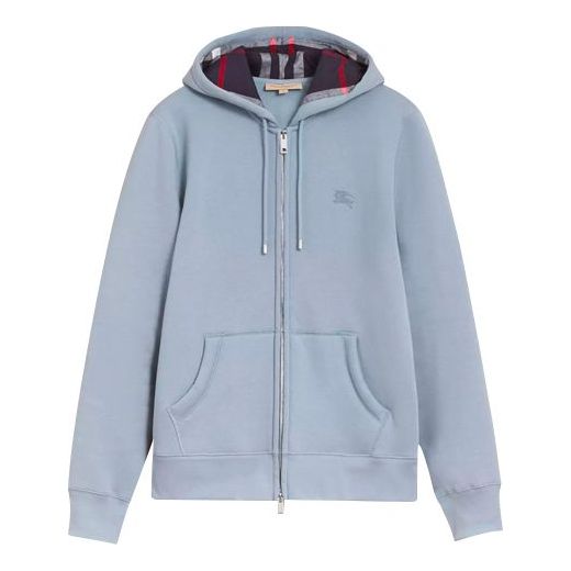Men's Burberry hooded Zipper Jacket Light Blue 40569551
