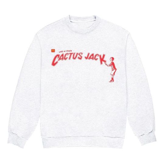 Travis Scott Cactus Jack x Mcdonald Crossover Round Neck Pullover Unisex light grey TS-XMCJSIWH