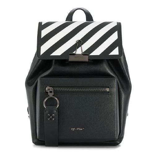 (WMNS) Off-White Cowhide Contrast Striped Drawstring Backpack Brown OWNB007F194230721001