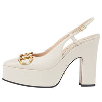 (WMNS) Gucci High heel pump with Horsebit 'White Leather' 723837-BKO00-9049