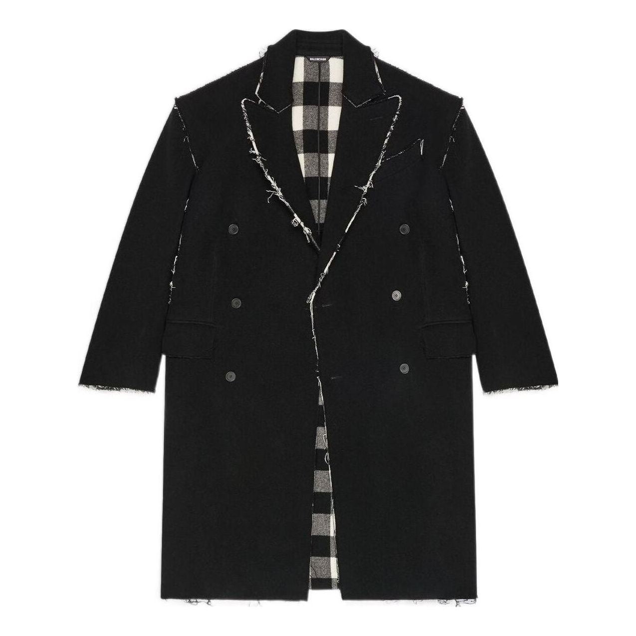 Balenciaga Raw Edge Buffalo Check Coat Oversized 'Black White' 704487TMU181070
