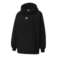 (WMNS) PUMA Classics Oversized Logo Printing Hoodie Black 530280-01