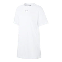 (WMNS) Nike Sportswear Essential Logo Embroidery Knitted Short Sleeve Dress White CJ2243-100