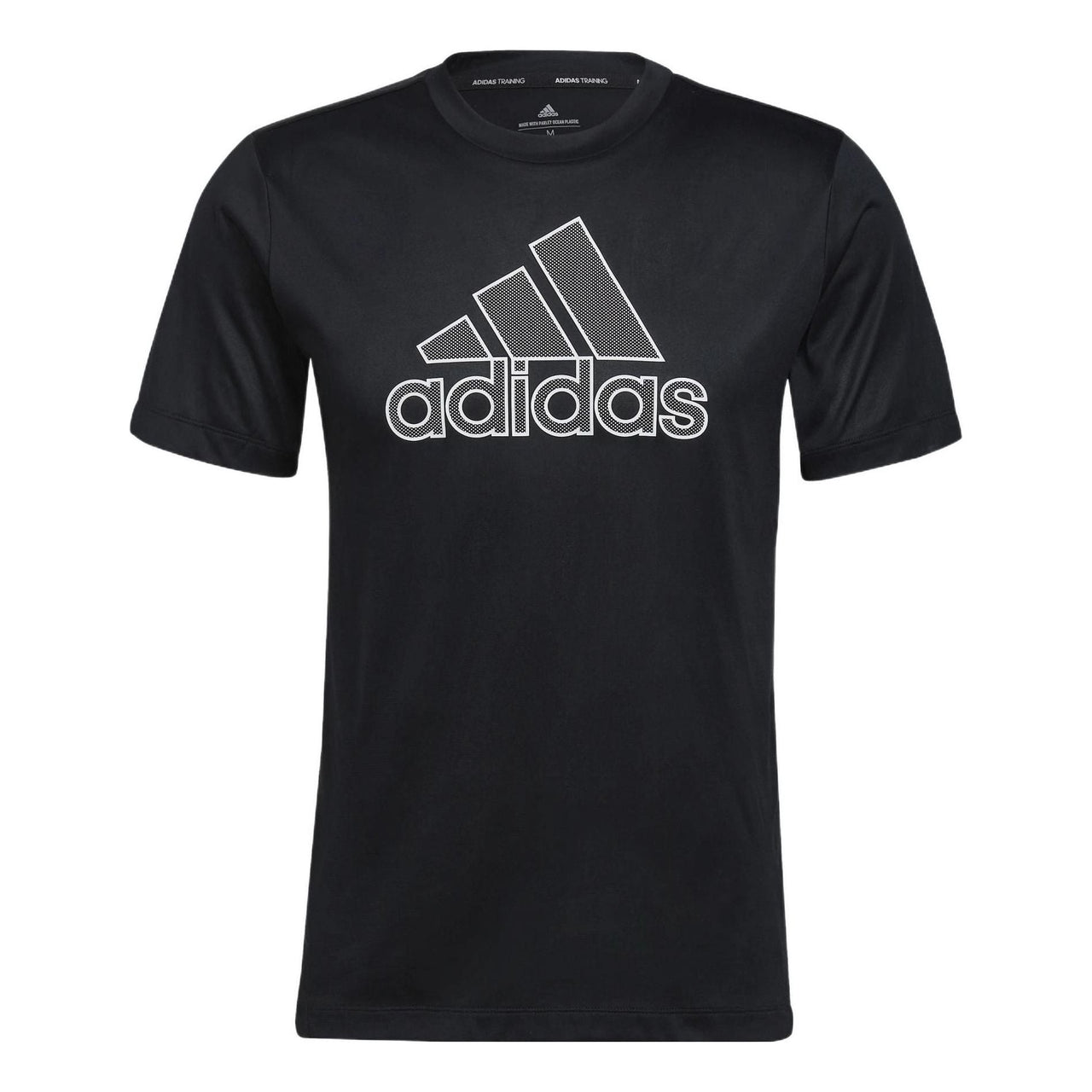 Men's adidas Solid Color Large Logo Printing Round Neck Short Sleeve Japanese Version Black T-Shirt HE6936