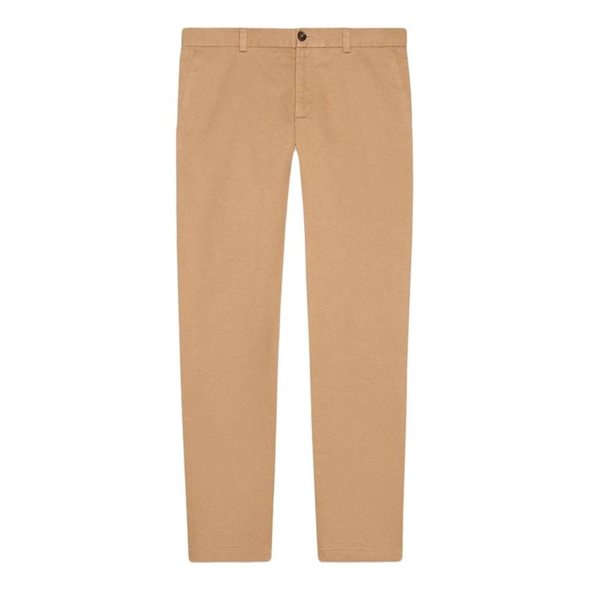Gucci Logo Embroidered Chinos For Men Khaki 519546-Z396H-9813