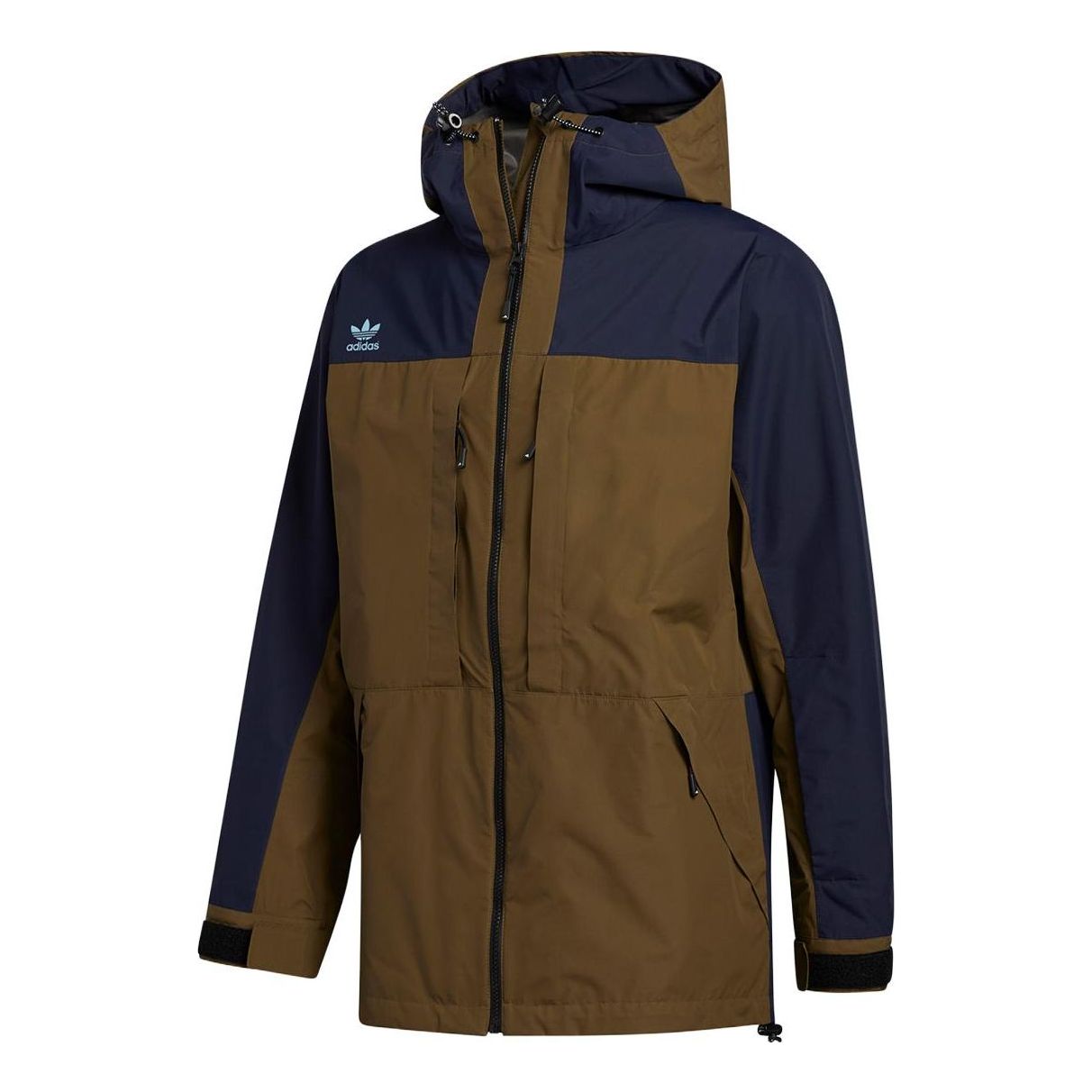adidas originals Gore Tex Colorblock Outdoor Windproof Hooded Jacket Brown FJ7584