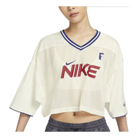 (WMNS) Nike Sportswear Graphic Crop Jersey Asia Sizing 'Beige Red' HF6288-133