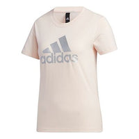 (WMNS) adidas Large Shiny Logo Short Sleeve Pink GK8721