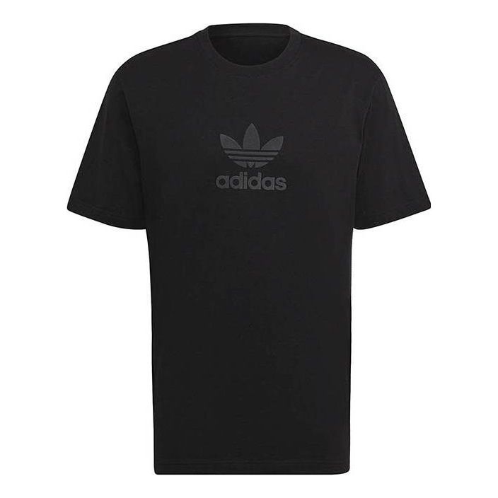 adidas originals Solid Color Logo Round Neck Short Sleeve Black HS8893